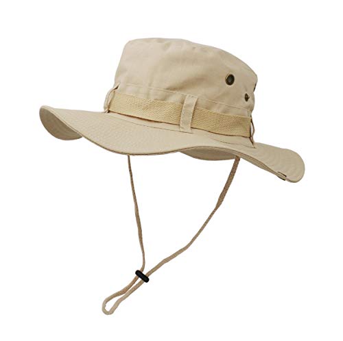 UltraKey Sonnenschutzhut mit breiter Krempe, doppelschichtig, klassischer US Kampfsport Stil Buschsch-Dschungel-Sonnenschutz für Angeln, Jagd, Camping Khaki von UltraKey