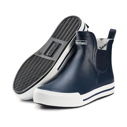 Ultrapower HAVSTEG Halbhohe Gummistiefel | Regenstiefel aus Gummi | Gummihalbstiefel | Matschstiefel Halbhoch | Brushed Design | Blau/Weiß, Gr.:46 von Ultrapower