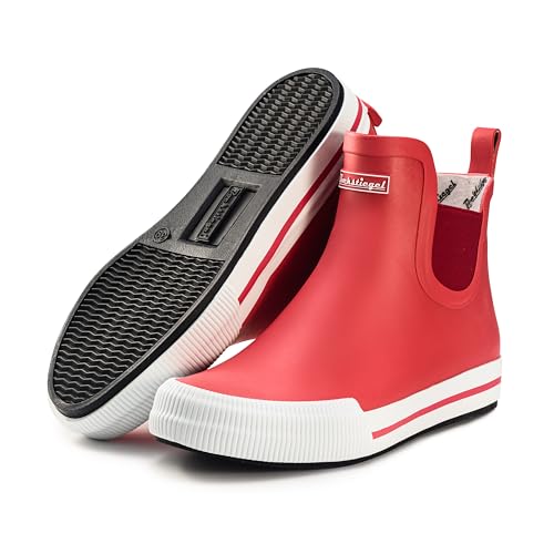 Ultrapower HAVSTEG Halbhohe Gummistiefel | Regenstiefel aus Gummi | Gummihalbstiefel | Matschstiefel Halbhoch | Brushed Design | Rot/Weiß, Gr.:38 von Ultrapower