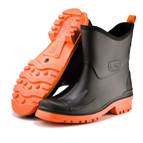 Ultrapower Nordhav Sköld Gummistiefel für Herren | Regenstiefel aus dem Material Gummi l | Gummihalbstiefel | Matschstiefel Halbhoch | Brushed Design | Schwarz/Orange, Gr.:43 von Ultrapower