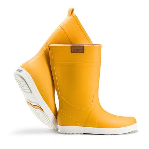 Ultrapower REGNRASK - Damen einfarbige Gummistiefel mit Kontrastsohle l Gartenstiefel | Matschstiefel | Festivalstiefel l Gelb/Weiß, Gr.:42 von Ultrapower