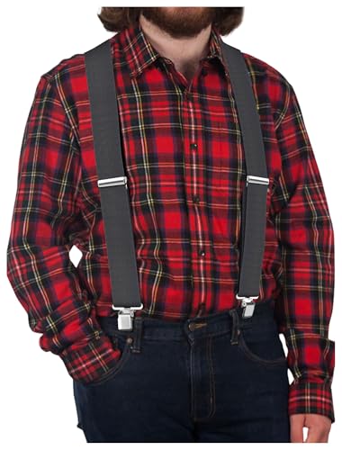 Ultrashang Klassische robuste Herren-Hosenträger: 5,1 cm breit, stabile Clips, X-Rücken, verstellbare elastische Arbeits-Hosenträger, Tiefes grau, 5'1"- 6'2" Ultrashang Klassische robuste Herren-Hosenträger: 5,1 cm breit, stabile Clips, X-Rücken, verstellbare elastische Arbeits-Hosenträger, Tiefes grau, 5'1"- 6'2" von Ultrashang