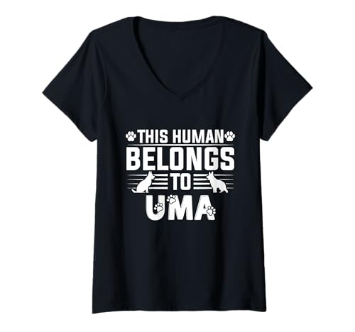 Damen Hundename Uma Geschenk Belongs to Pet Dog Uma T-Shirt mit V-Ausschnitt Damen Hundename Uma Geschenk Belongs to Pet Dog Uma T-Shirt mit V-Ausschnitt von Uma Dog Name GIfts