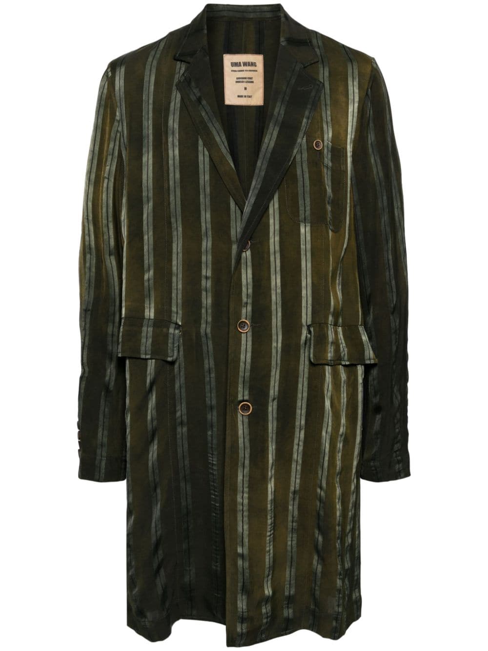 Uma Wang Giovanni striped coat - Grün von Uma Wang