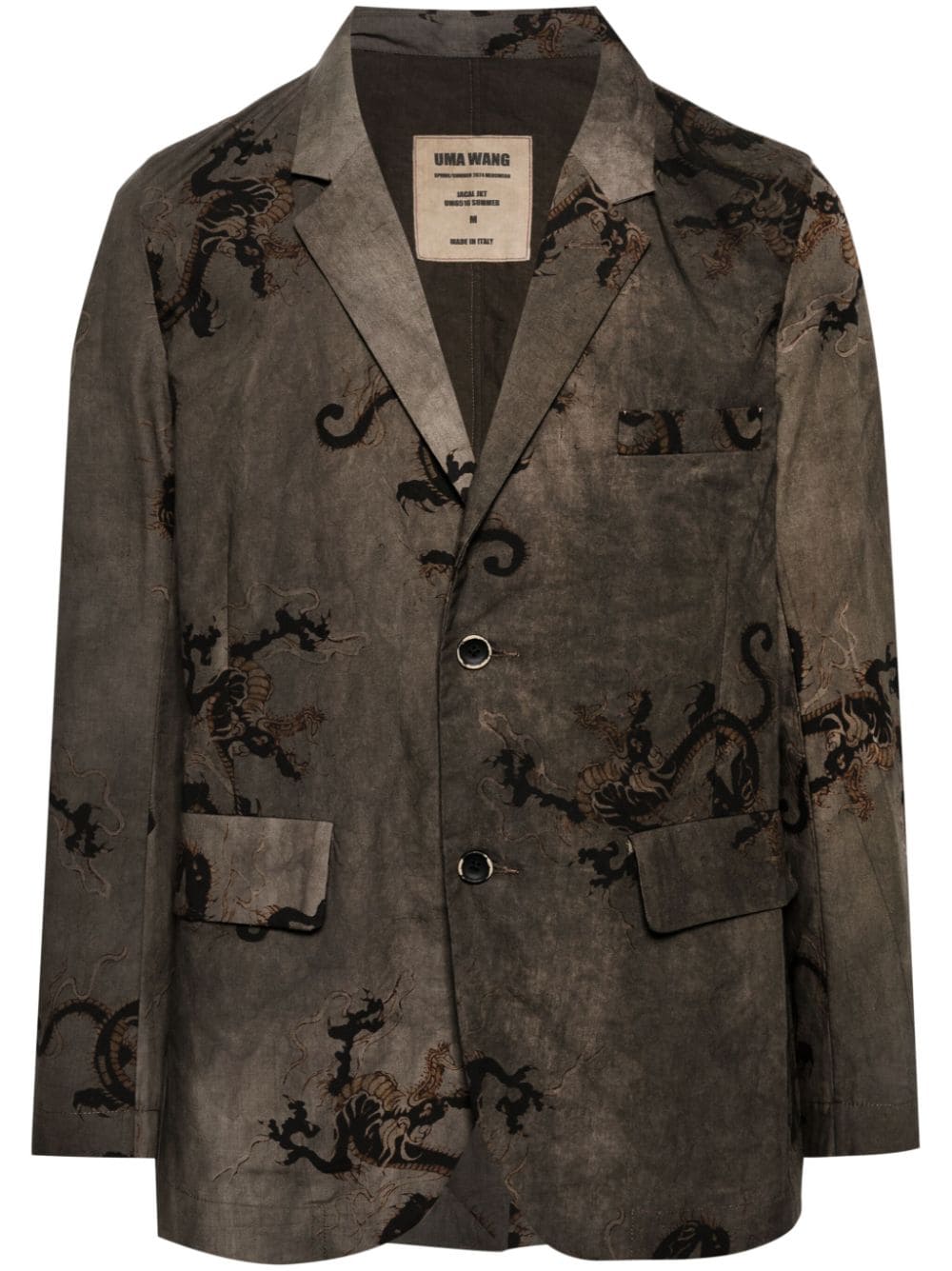 Uma Wang graphic-print single-breasted blazer - Braun von Uma Wang