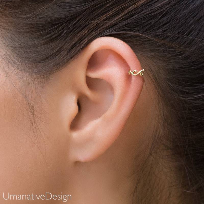 Gold Helix Piercing, Knorpelohrring, Tragus Ohrring, Daith Piercing von Umanativedesign