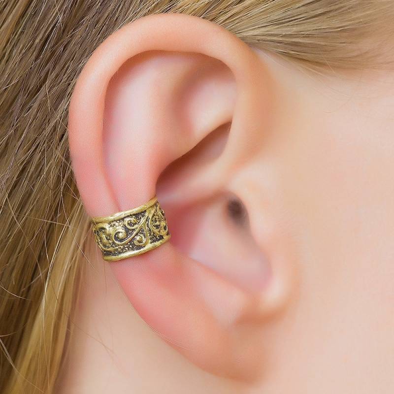 Gold Ohr Manschette, Antike Manschette Nicht Durchbohrt, Manschetten Ohrring. Ear Cuff von Umanativedesign