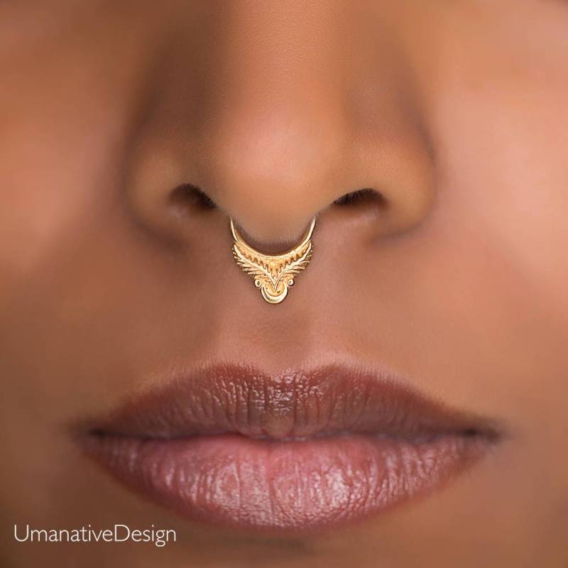 Gold Septum Ring, Schmuck, Nasenring von Umanativedesign