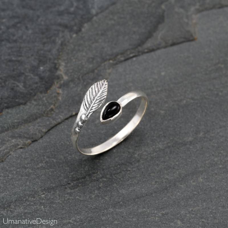 Silber Zehenring, Verstellbarer Edelstein Band Toe, Black Onex Zehenring von Umanativedesign
