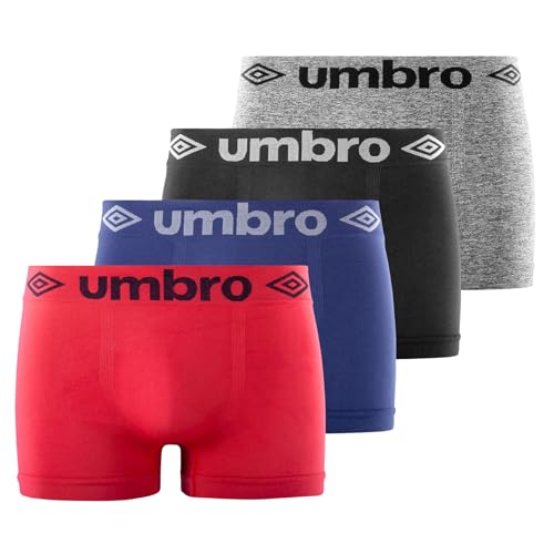 Unterhosen Männer Atmungsaktiv, Boxershorts Herren, Luftiges Netzgewebe (4er Pack), Schwarz/Rot/Blau/Grau, S/M von Umbro