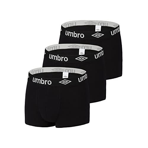 UMBRO Boxershorts Herren 100% Baumwolle, Unterhosen Männer, Luftiges Netzgewebe (3er Pack), Schwarz, S von UMBRO