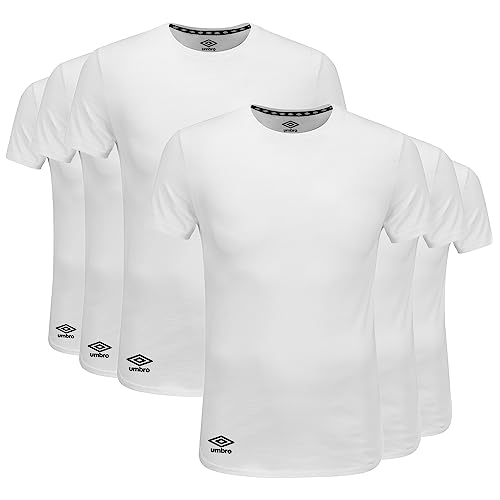 Umbro 6er Pack Herren Essential Rundhals Unterhemden - Atmungsaktiv, Tagless, Baumwolle Herren T-Shirt - T-Shirts f r M nner Pack, Weiss/opulenter Garten, Mittel von UMBRO