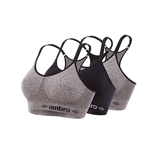 Sport BH Weich, Bikini Damen, Angenehm, Bewegungsfreiheit (3er Pack), Dunkelgrau, L/XL von UMBRO