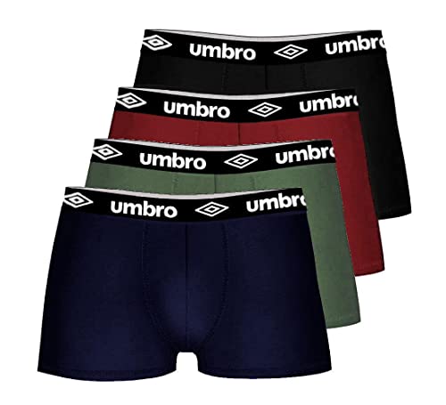 Umbro Herren (4er-Pack) taillierte Boxershorts | Herren Boxershorts Multipack mit elastischem Bund | Baumwollreiche, bequeme atmungsaktive Herrenunterwäsche, sortiert, XXL von UMBRO