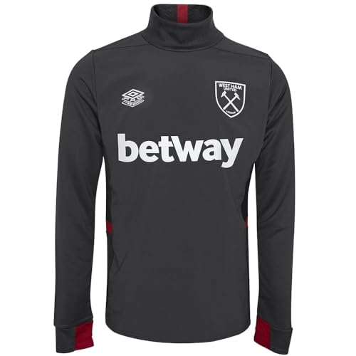 Umbro Herren 23/24 West Ham United FC Drill Top, Carbon/Schwarz/New Claret, L von UMBRO