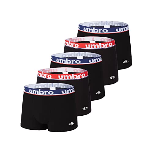 UMBRO Unterhosen Männer 100% Baumwolle, Boxershorts Herren, Natürlich (5er Pack), Schwarz, M von UMBRO