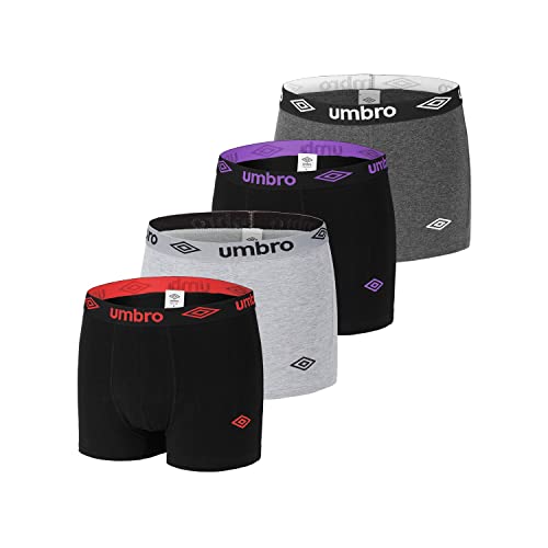 UMBRO Unterhosen Männer Ultraweich, Boxershorts Herren, Bequem (4er Pack), Schwarz/Grau/Dunkelgrau, L von UMBRO