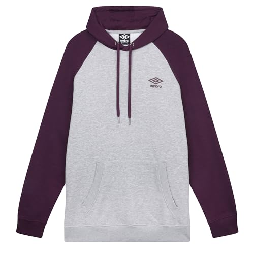 Umbro Herren Core Raglan Kapuzen-Sweatshirt, Grey Marl/Potent Purple, L von UMBRO