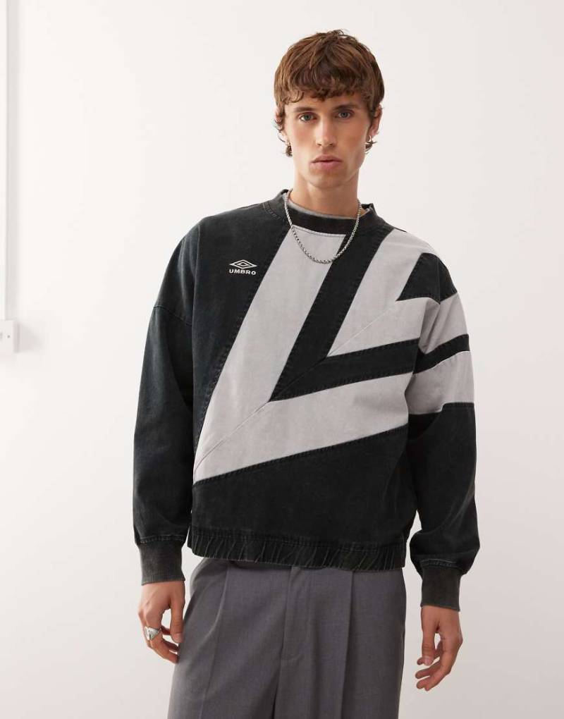 Umbro - Washed Diamond Drill - Sweatshirt in Schwarz und Grau von Umbro