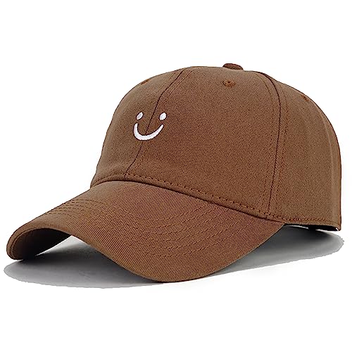 Umeepar Smile Face Baseballkappe Baseballmütze für Frauen Männer, verstellbar, niedriges Profil, ungefütterte Baumwoll-Dadkappe (Braun) von Umeepar