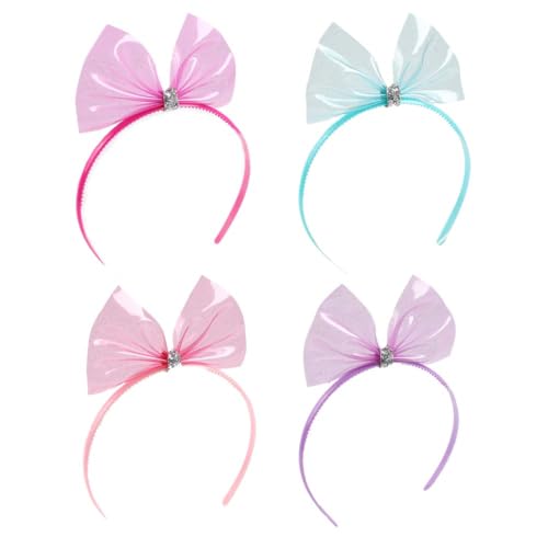 Umibow 4 Stück wasserdichte Gelee-Stirnbänder, mehrfarbige Schleife, Haarband, PVC, Sommer, Schwimmen, Pool, Schleife, Haarreifen, transparente Kopfbedeckung (Pfirsichrot, Blau, Rosa, Violett) von Umibow
