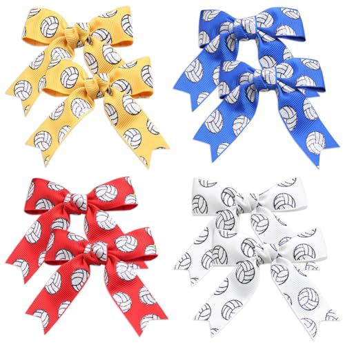 Umibow Haarschleifen mit Volleyball-Muster, glitzernde Schleifen mit Krokodilklemmen, Sport-Haarspangen, Haar-Accessoires für Damen und Mädchen, 8 Stück von Umibow