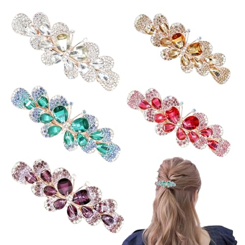 Umibow Haarspangen mit Glitzer-Schmucksteinen, ausgefallene glitzernde Schmetterlings-Metall-Haarspangen für Damen und Mädchen, 5 Stück von Umibow