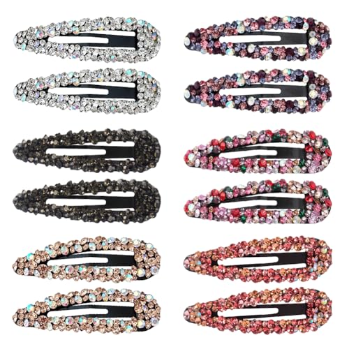 Umibow Haarspangen mit glitzernden Strasssteinen, AB-Kristall, Metall-Haarspangen, glitzernd, tschechische Diamant-Haarnadeln, Hochzeit, dekorative Haarspangen für Damen (Wassertropfenform), 12 Stück von Umibow