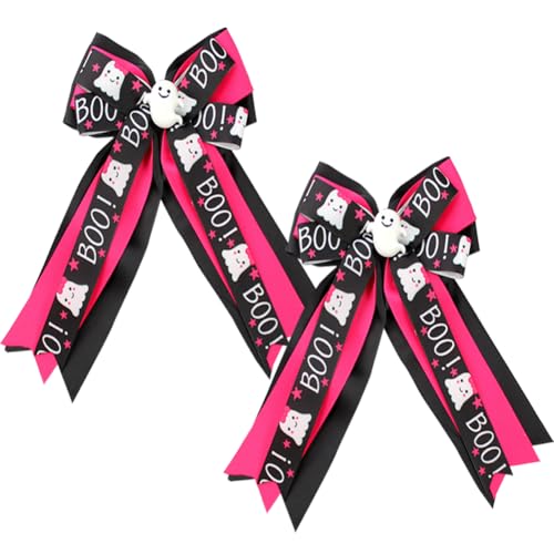 Umibow Halloween-Haarschleifen-Clips, 3 Schichten, Schleife, Haarspangen, Pferdeschwanz-Halter, niedliche Haarschleifen mit langem Schwanz, Halloween-Haarschmuck für Mädchen, 2 Stück von Umibow
