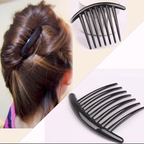 Haarkamm 2 Stück Kunststoff Seite Haar Twist Kamm Französisch Twist Kamm Haarspangen mit Zähnen für feines Haar Zubehör für Frauen Mädchen, Schwarz von Umiin