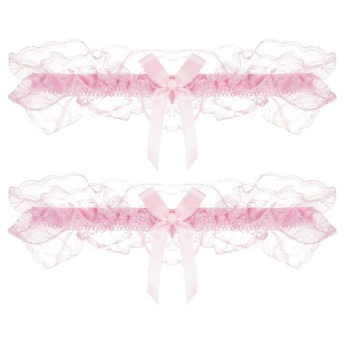 Umiin Rosa Strumpfbänder, Braut-Accessoires, Hochzeit Strumpfbänder für Braut zu sein, elastische weiche Spitze Strumpfband für Oberschenkel hoch von Umiin