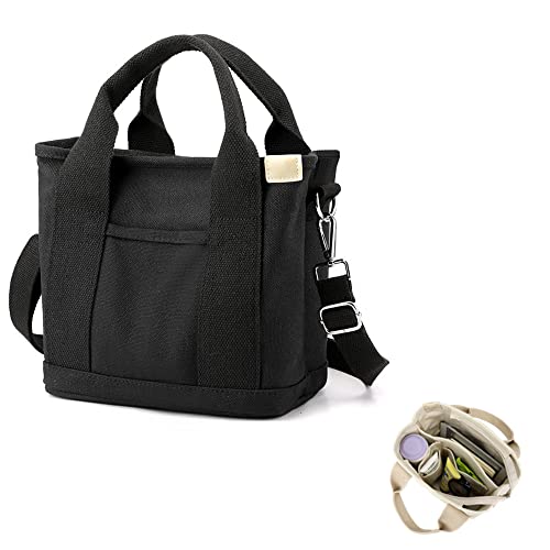 Damen Henkeltaschen Canvas Tragetasche Große Kapazität Handtasche, Handtasche mit mehreren Taschen, Crossbody Taschen mit Reißverschluss,Damen Canvas Tote Geldbörsen Umhängetasche Vintage Tragetaschen von Umikk