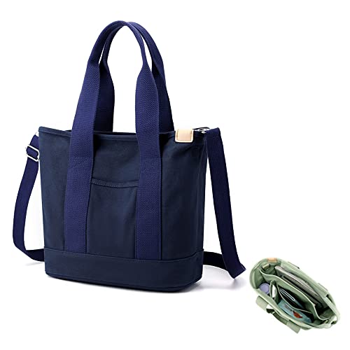 Damen Henkeltaschen Canvas Tragetasche Große Kapazität Handtasche, Handtasche mit mehreren Taschen, Crossbody Taschen mit Reißverschluss,Damen Canvas Tote Geldbörsen Umhängetasche Vintage Tragetaschen von Umikk