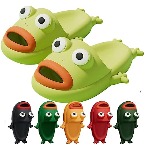 Umikk Frosch Hausschuhe Frosch Schuhe, Flip Flops Damen Frosch, Sandals Cartoon Funny Fish Slides Non-slip Comfort Slippers, Unisex-Paar-Strand-Hausschuhe, lustiges Geschenk, Tier-Hausschuhe, von Umikk