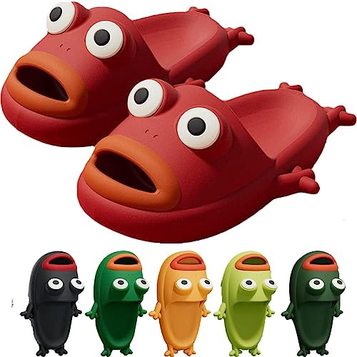 Umikk Frosch Hausschuhe Frosch Schuhe, Flip Flops Damen Frosch, Sandals Cartoon Funny Fish Slides Non-slip Comfort Slippers, Unisex-Paar-Strand-Hausschuhe, lustiges Geschenk, Tier-Hausschuhe von Umikk