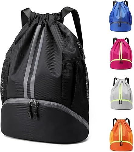 Umikk Mode Sport Rucksäcke, Verstellbar Tunnelzug Gymsack Wasserfest Sporttasche, Mit Bodenfach und Breit Kordelzug, Turnbeutel Fußballtasche Rucksack mit Kordelzug für Damen Herren Junior von Umikk