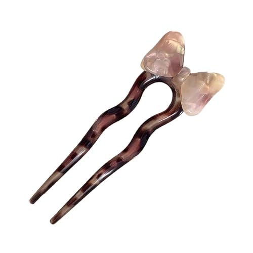 Umiocns Französische gedrehte Haarnadel, Essstäbchen für Haare – niedliche Fliege, ästhetischer U-förmiger Frauen-Kopfschmuck, französischer Retro-Stil, Haarschmuck von Umiocns