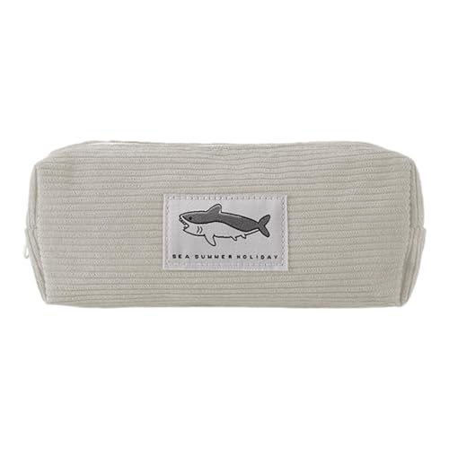 Umiocns Stickerei-Bleistifttasche, Hai-Schreibwaren-Tasche mit großem Fassungsvermögen, weiches Tier-Bleistiftbeutel, Mehrzweck-Bleistifttasche für Reisen, Schule, hellgrau, Refer to description, von Umiocns