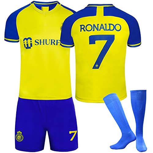 Umiquansome AL NASSR Fussball Set 22/23 No.7 Trikot für Kinder Fußball Heim/Auswärtstrikot Football Fußballtrikot , Shorts und Socken für Junge Herren Anzug von Umiquansome