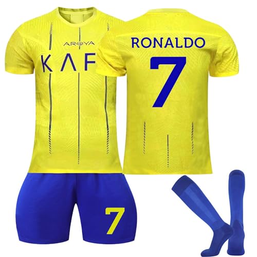 Umiquansome AL NASSR Fussball Trikot Kinder Set 22/23 No.7 Trikot für Kinder Fußball Trikot Heim/Auswärtstrikot Football Fußballtrikot Kinder, Shorts und Socken Fussball Set für Junge Herren Anzug D2 von Umiquansome