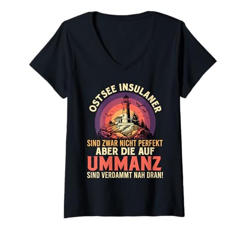 Damen OSTSEE INSULANER AUF UMMANZ Lustiges Ostsee Urlaub T-Shirt mit V-Ausschnitt von Ummanz Geschenk Ostsee Shirt Ummanz Souvenier
