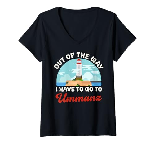 Damen Ostsee AUS DEM Weg ICH MUSS NACH UMMANZ Lustig Ostsee T-Shirt mit V-Ausschnitt von Ummanz Geschenk Ostsee Shirt Ummanz Souvenier