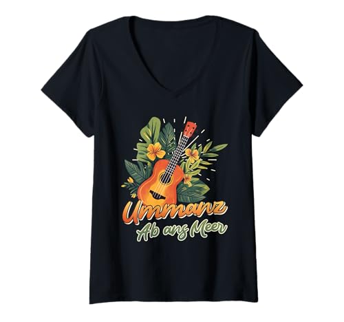 Damen Ostsee Insel UMMANZ AB ANS Meer Lustiges Insel Ummanz T-Shirt mit V-Ausschnitt von Ummanz Geschenk Ostsee Shirt Ummanz Souvenier