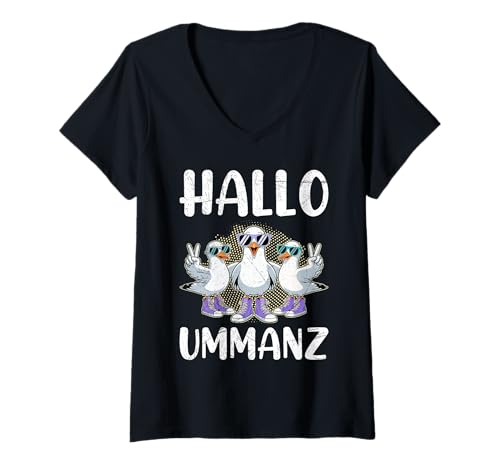 Damen Ostsee Insel UMMANZ Hallo UMMANZ Lustiges Ostsee Urlaub T-Shirt mit V-Ausschnitt von Ummanz Geschenk Ostsee Shirt Ummanz Souvenier