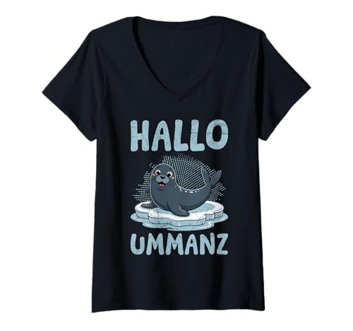 Damen Ostsee Insel UMMANZ Hallo UMMANZ Lustiges Ostsee Urlaub T-Shirt mit V-Ausschnitt von Ummanz Geschenk Ostsee Shirt Ummanz Souvenier