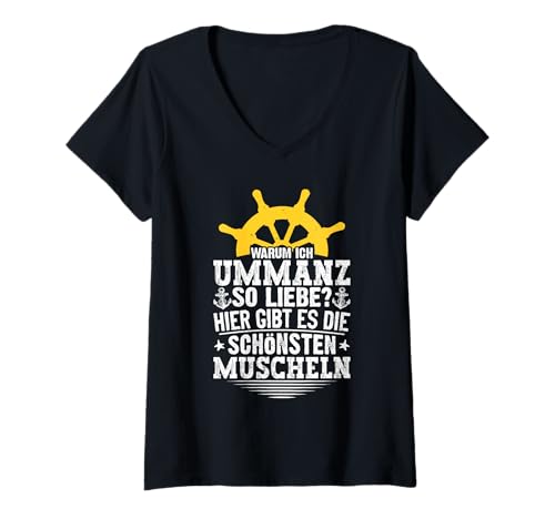 Damen Ostsee Insel Warum ICH UMMANZ SO Liebe? Lustig Insel Ummanz T-Shirt mit V-Ausschnitt von Ummanz Geschenk Ostsee Shirt Ummanz Souvenier