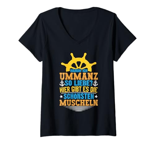 Damen Ostsee Insel Warum ICH UMMANZ SO Liebe? Lustig Insel Ummanz T-Shirt mit V-Ausschnitt von Ummanz Geschenk Ostsee Shirt Ummanz Souvenier