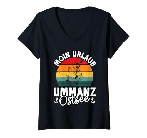 Damen Ostsee Moin Urlaub UMMANZ OSTSEE Lustiges Insel Ummanz T-Shirt mit V-Ausschnitt von Ummanz Geschenk Ostsee Shirt Ummanz Souvenier