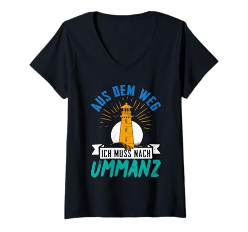 Damen Ostsee Urlaub AUS DEM Weg ICH MUSS NACH UMMANZ Insel Ummanz T-Shirt mit V-Ausschnitt von Ummanz Geschenk Ostsee Shirt Ummanz Souvenier