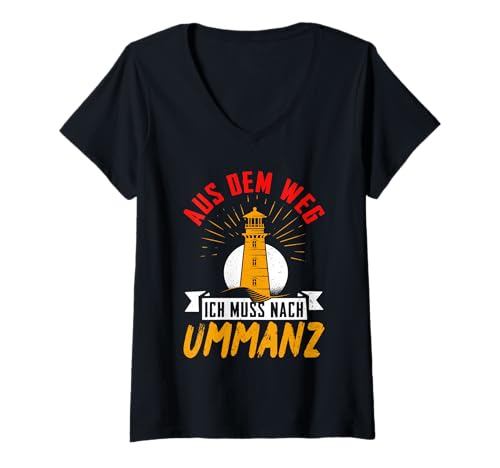 Damen Ostsee Urlaub AUS DEM Weg ICH MUSS NACH UMMANZ Insel Ummanz T-Shirt mit V-Ausschnitt von Ummanz Geschenk Ostsee Shirt Ummanz Souvenier